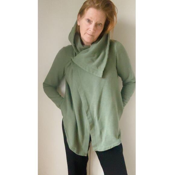 Z By Zella Sweater Cardigan Green Agave Shooting Star Drape Pullover Size M - Picture 11 of 12